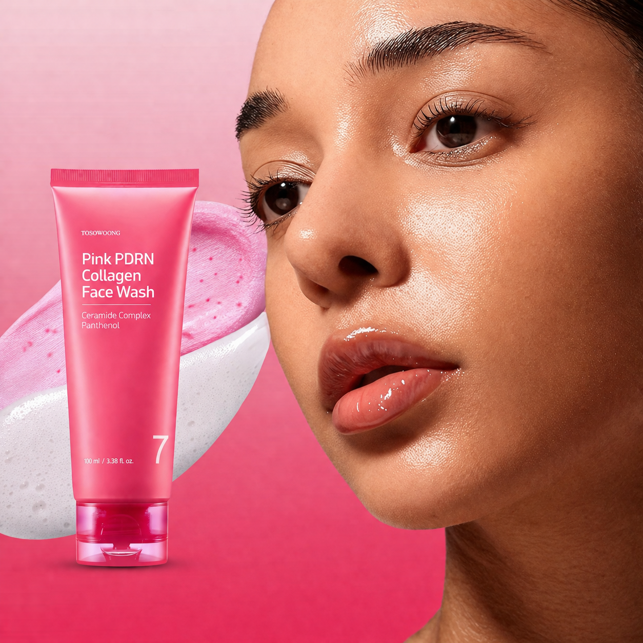 Glassoon Pink PDRN Bubble Cleanser —Premium Blackhead Care, Hydration & Glass Skin Glow 3.38 fl oz (100 mL)