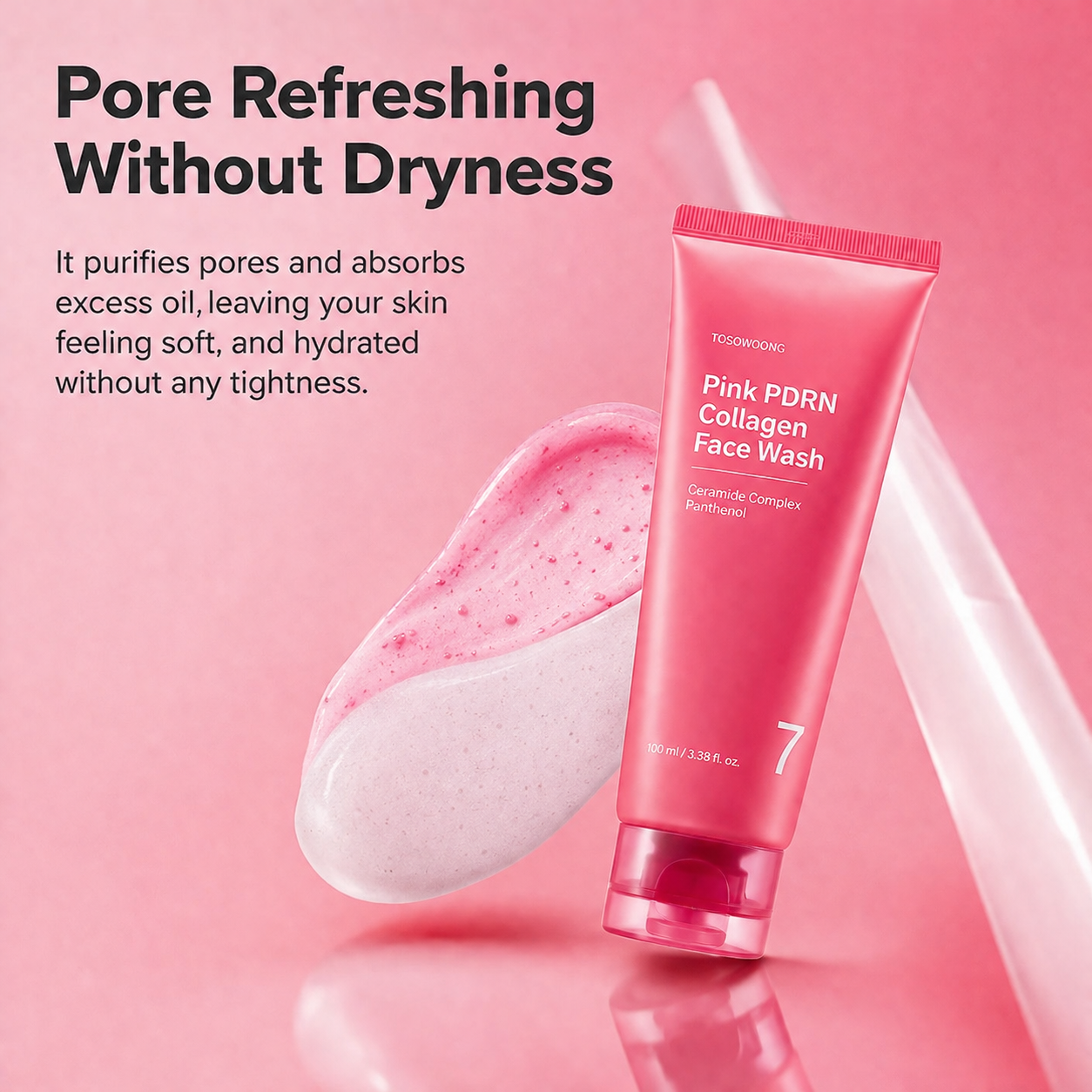 Glassoon Pink PDRN Bubble Cleanser —Premium Blackhead Care, Hydration & Glass Skin Glow 3.38 fl oz (100 mL)